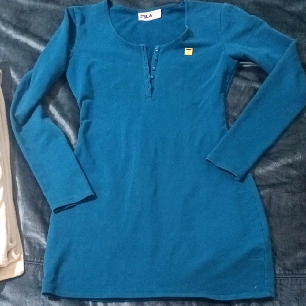 FILA Teal Long Sleeve Stretch Dress. Preloved Prewoned Good Condition.